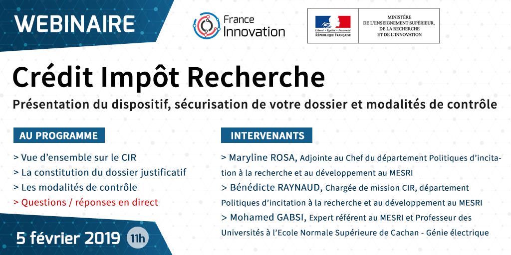 Webinaire Crédit Impôt Recherche CIR